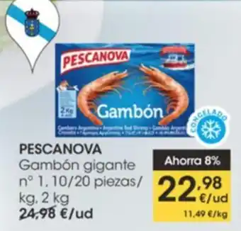 Eroski Pescanova Gambón gigante n° 1,10/20 piezas kg, 2 kg oferta