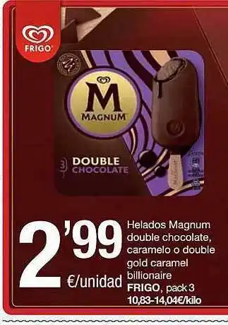 SPAR Fragadis Helados Magnum Double Chocolate Caramelo O Double Gold Caramel Billionaire Frigo oferta