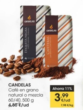 Eroski Candelas Café en grano natural o mezcla 60/40,500 g oferta