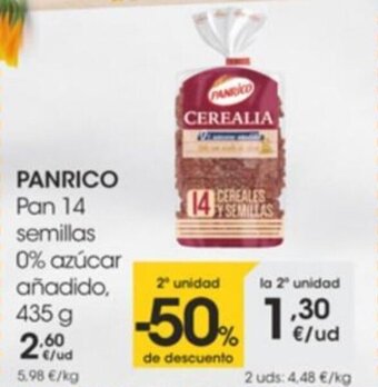Eroski Panrico Pan 14 semillas 0% azúcar añadido 435 g oferta