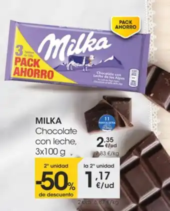 Eroski Milka Chocolate con leche 3 x 100 g oferta