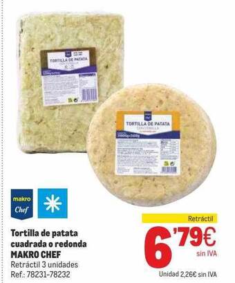Makro Tortilla De Patata Cuadrada O Redonda Makro Chef oferta