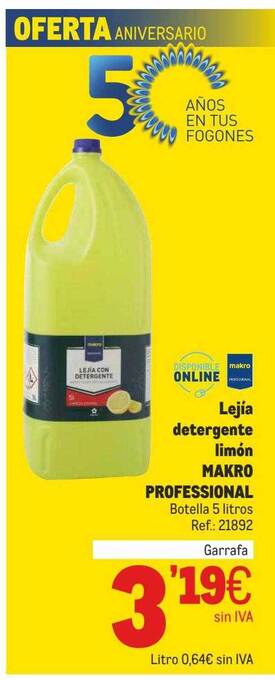 Makro Lejía Detergente Limón Makro Professional oferta