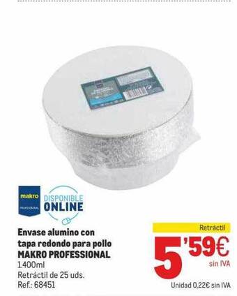 Makro Envase Alumino Con Tapa Redondo Para Pollo Makro Professional oferta