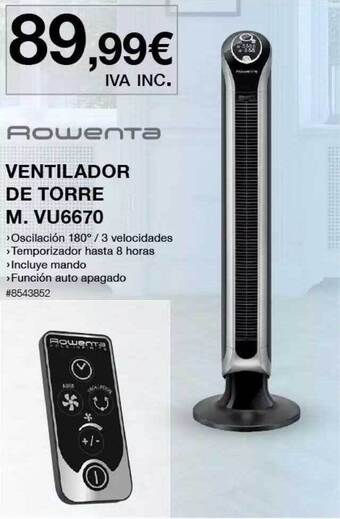 Costco Rowenta Ventilador De Torre M. Vu6670 oferta
