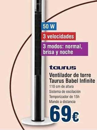 FROIZ Ventilador De Torre Taurus Babel Infinite oferta