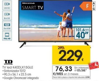 Eroski TD Systems TV LED K40DLX15GLE oferta
