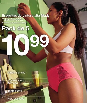 Zeeman Braguitas de Cintura Alta Mady Tallas M-XXXL Pack de 5 oferta