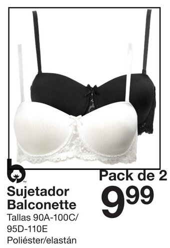Zeeman Sujetador Balconette Tallas 90A-100C / 95D-110E Pack de 2 oferta