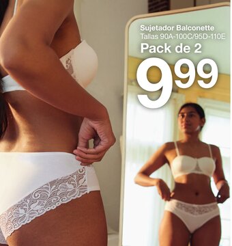 Zeeman Sujetador Balconette Tallas 90A-100C / 95D-110E Pack de 2 oferta