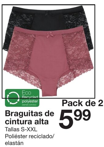 Zeeman Braguitas de Cintura Alta Tallas S-XXL Pack de 2 oferta