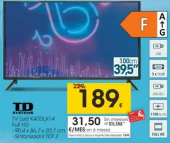 Eroski TD Systems TV LED K40DLX14 Full HD oferta