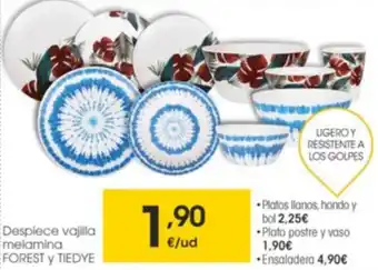 Eroski Despiece Vajilla Melamina Forest y Tiedye oferta