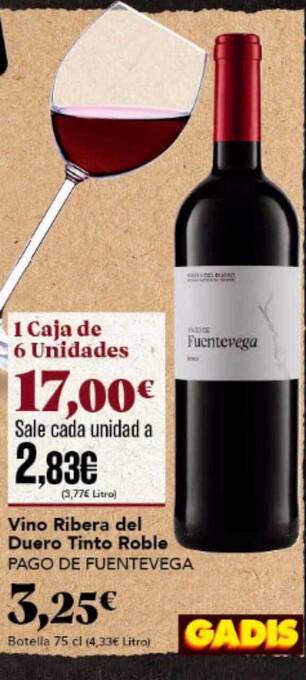 Gadis Vino Ribera Del Duero Tinto Roble Pago De Fuentevega oferta