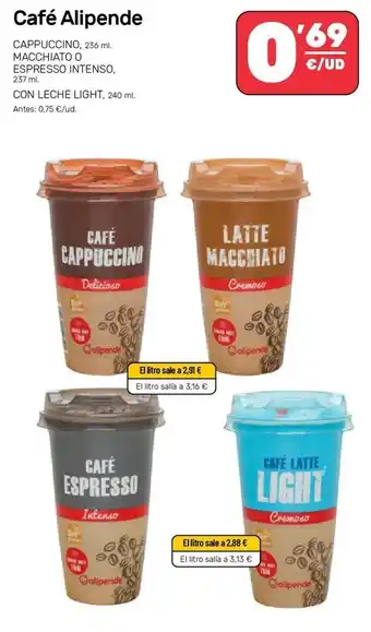 AhorraMas Café alipende cappuccino, macchiato o espresso intenso, con leche light oferta