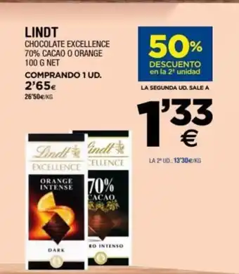 BM Supermercados Lindt Chocolate Excellence 70% Cacao O Orange 100g Net oferta