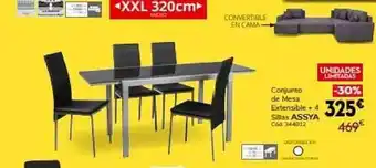 Conforama Conjunto De Mesa Extensible + 4 Sillas Assya oferta