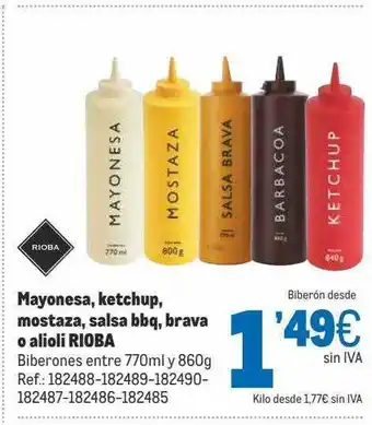 Makro Mayonesa, Ketchup, Mosteza, Salsa Bbq, Brava O Alioli Rioba oferta