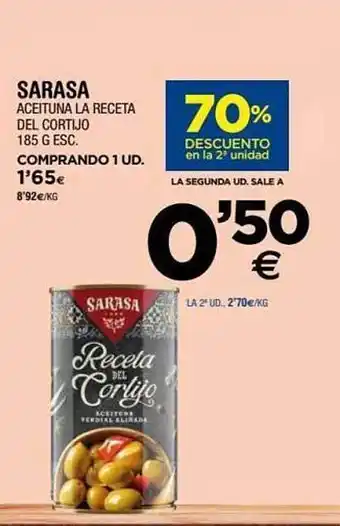 BM Supermercados 70% Descuento En La 2a Unidad Sarasa Aceituna La Receta Del Cortijo oferta