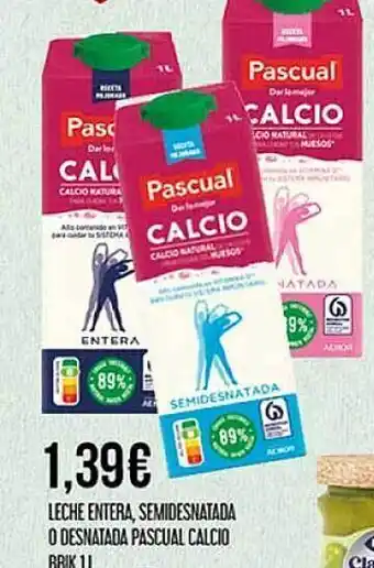 Claudio Leche Entera, Semidesnatada 0 Desnatada Pascual Calcio Brik 1l oferta