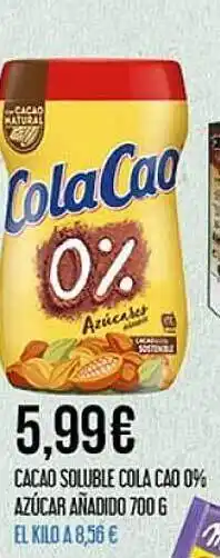 Claudio Cacao Soluble Cola Cao 0% Azúcar Añadido 700 G oferta