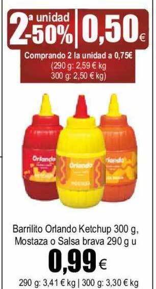 FROIZ Barrilito Orlando Ketchup, Mostaza O Salsa Brava oferta