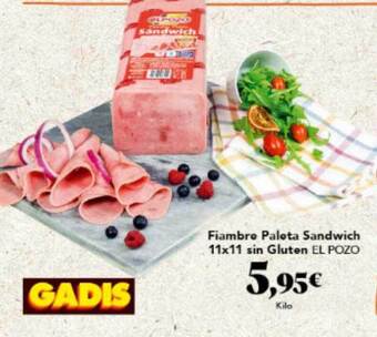 Gadis Fiambre Paleta Sandwich 11x11 Sin Gluten El Pozo oferta