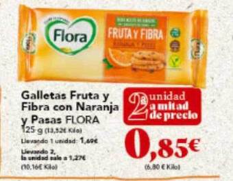 Gadis Galletas Fruta Y Fibra Con Naranja Y Pasas Flora oferta