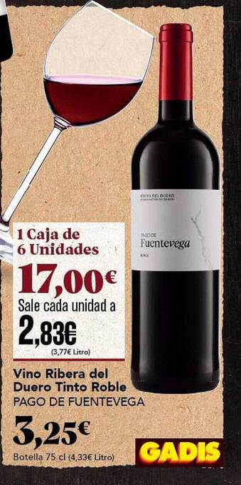 Gadis Vino Ribera Del Duero Tinto Roble Pago De Fuentevega oferta