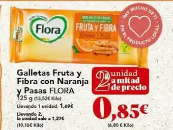 Gadis Galletas Fruta Y Fibra Con Naranja Y Pasas Flora oferta