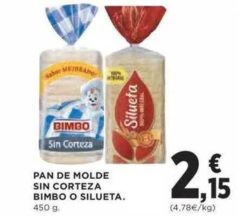 Hipercor Pan De Molde Sin Corteza Bimbo O Silueta oferta