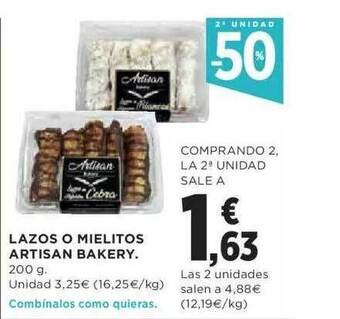 Hipercor 2a Unidad -50% Lazos O Mielitos Artisan Bakery oferta