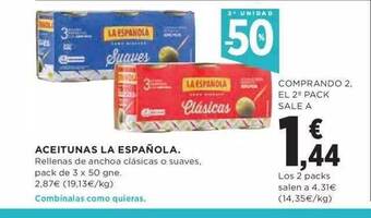 Hipercor 2a Unidad -50% Aceitunas La Española oferta