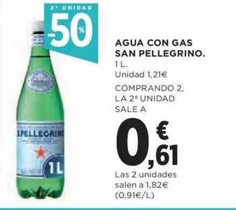 Hipercor 2a Unidad -50% Agua Con Gas San Pellegrino oferta