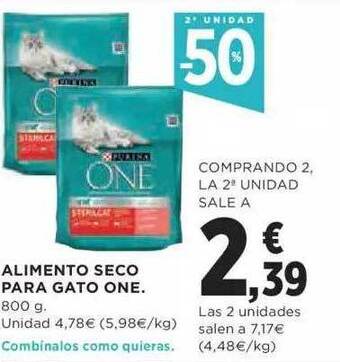 Hipercor 2a Unidad -50% Alimento Seco Para Gato One oferta
