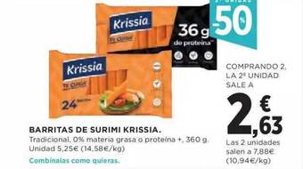 Hipercor 2a Unidad -50% Barritas De Surimi Krissia oferta
