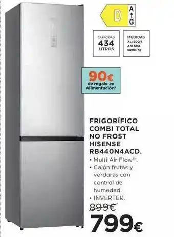 Hipercor Frigorífico Combi Total No Frost Hisense Rb440n4acd oferta