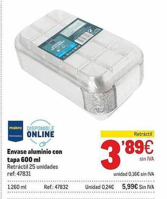 Makro Envase Aluminio Con Tapa Makro Professional oferta