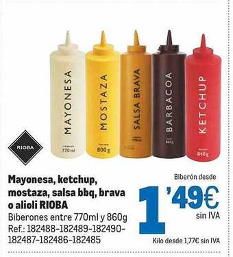 Makro Mayonesa, Ketchup, Mostaza, Salsa Bbq, Brava O Alioli Rioba oferta