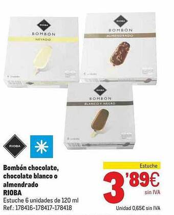 Makro Bombón Chocolate, Chocolate Blanco O Almendrado Rioba oferta