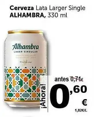 Masymas Cerveza Lata Lager Single Alhambra oferta