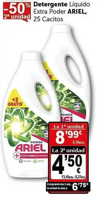Masymas 2a Unidad -50% Detergente Líquido Extra Poder Ariel oferta