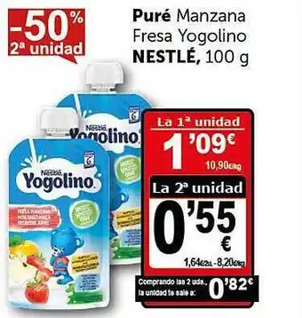 Masymas -50% 2a Unidad Puré Manzana Fresa Yogolino Nestlé oferta