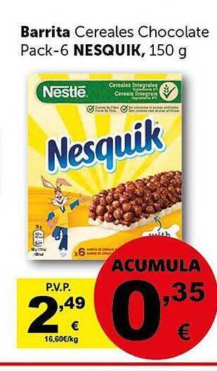 Masymas Barrita Cereales Chocolate Pack-6 Nesquik oferta