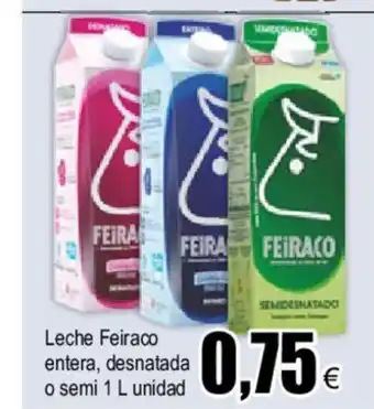 FROIZ Leche Feiraco entera, desnatada o semi 1 L unidad oferta