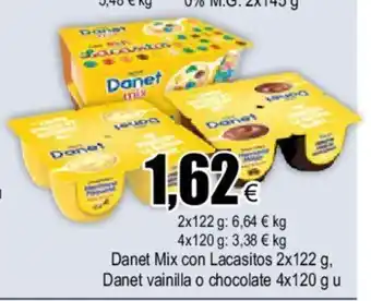 FROIZ Danet Mix con Lacasitos 2x122 g, Danet vainilla o chocolate 4x120g u oferta