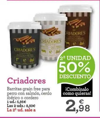 TiendAnimal Criadores Barritas Grain Free Para Perro Con Salmón oferta