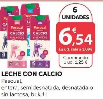 SPAR Leche Con Calcio Pascual, entera, semidesnatada, desnatada o sin lactosa, brik 1L oferta