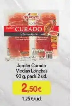 SPAR Jamón Curado Medias Lonchas 90g, pack 2 ud. oferta