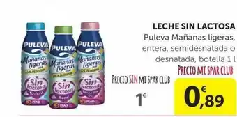 SPAR Leche Sin Lactosa Puleva Mañanas Ligeras, Entera, Semidesnatada O Desnatada, Botella 1L oferta